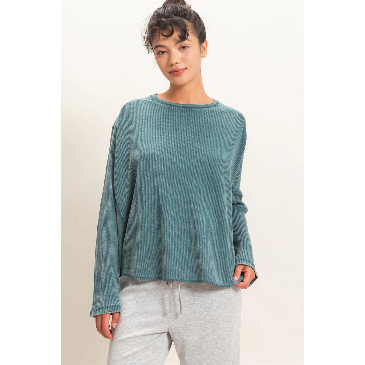 Mineral Wash Waffle Knit Top