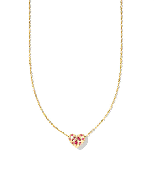 Holland Heart Necklace Gold Pink Crystal