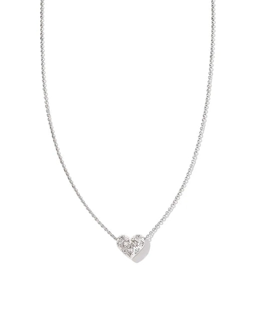 Holland Heart Necklace Rhodium White Crystal