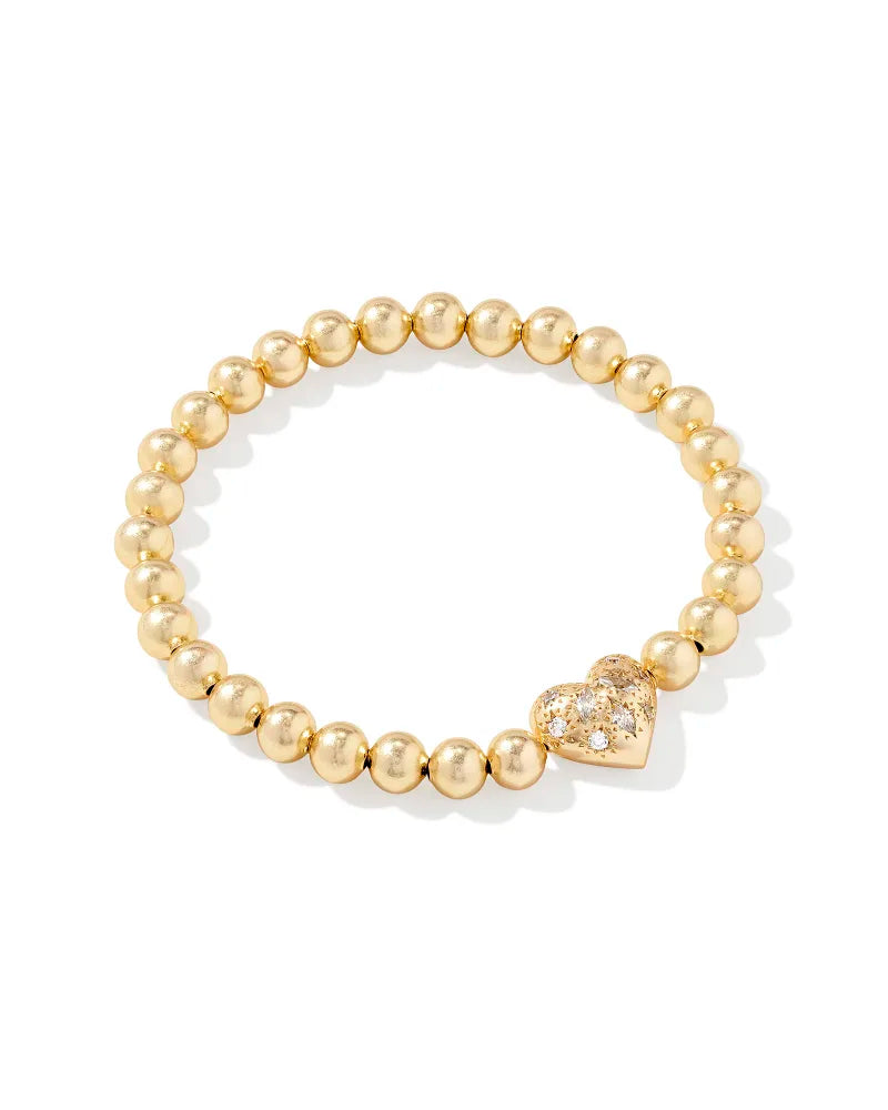 Holland Heart Stretch Bracelet Gold White Crystal