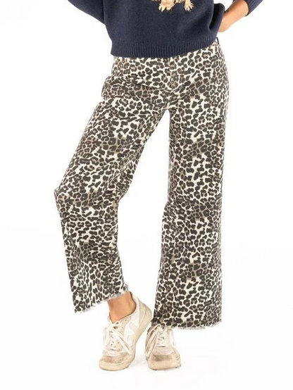 Leopard Print Straight Leg Jeans