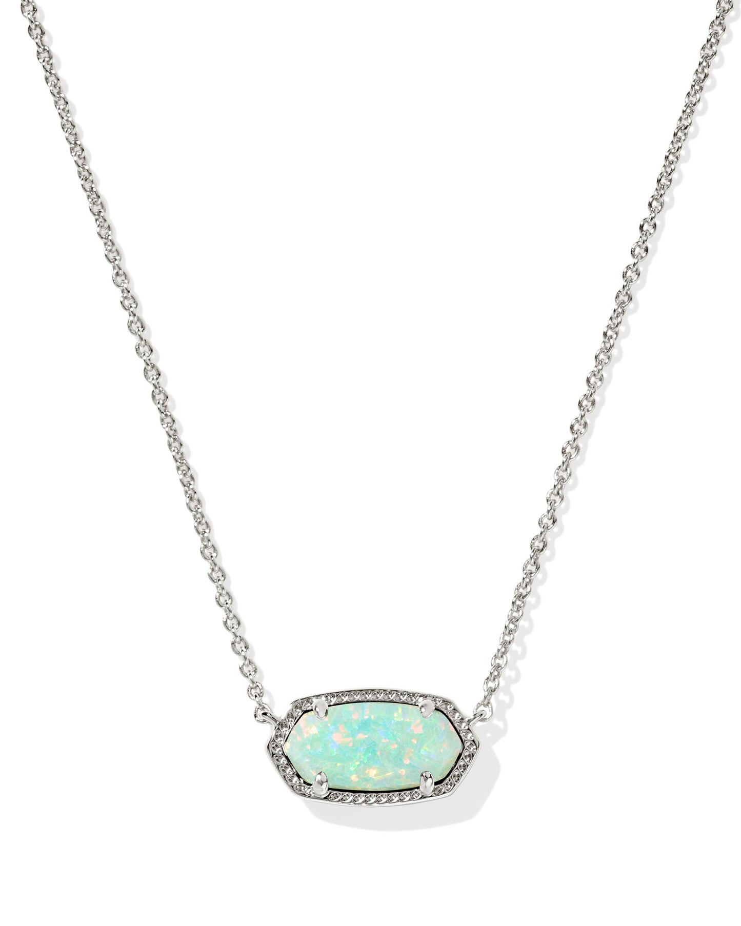 Kendra Scott Elisa Necklace Rhodium Green Kyocera Opal