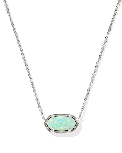 Kendra Scott Elisa Necklace Rhodium Green Kyocera Opal