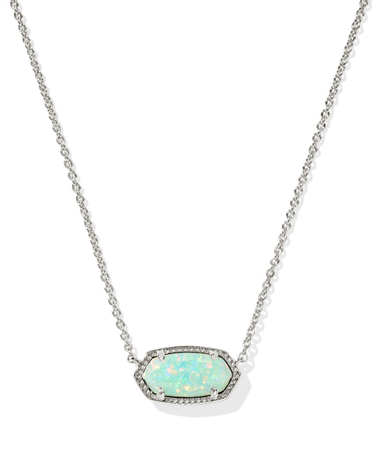 Kendra Scott Elisa Necklace Rhodium Green Kyocera Opal