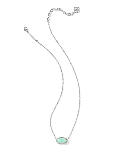 Kendra Scott Elisa Necklace Rhodium Green Kyocera Opal