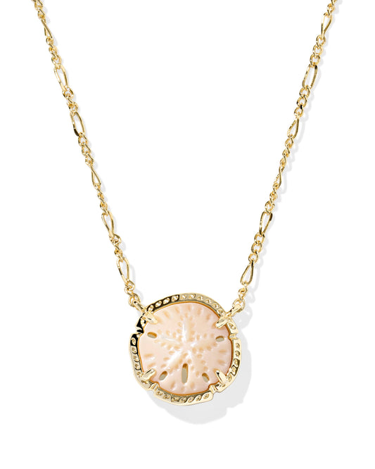 Kendra Scott Sand Dollar Pendant Necklace Gold Natural Mother of Pearl
