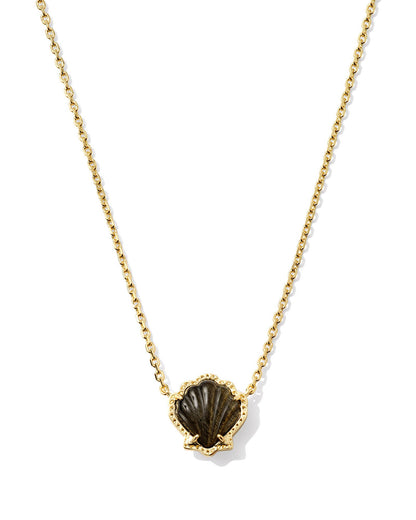 Kendra Scott Brynne Shell Pendant Necklace Gold Obsidian