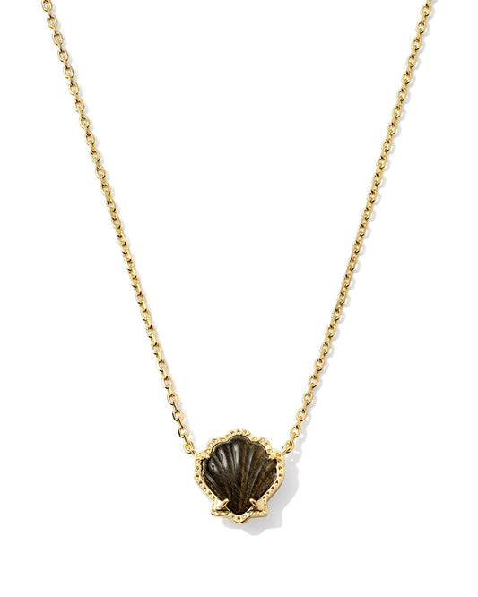 Kendra Scott Brynne Shell Pendant Necklace Gold Obsidian