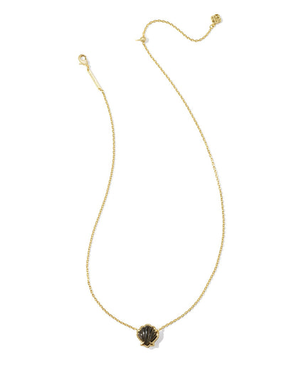 Kendra Scott Brynne Shell Pendant Necklace Gold Obsidian