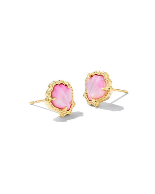 Kendra Scott Brynne Shell Stud Earrings Gold Blush Mother of Pearl