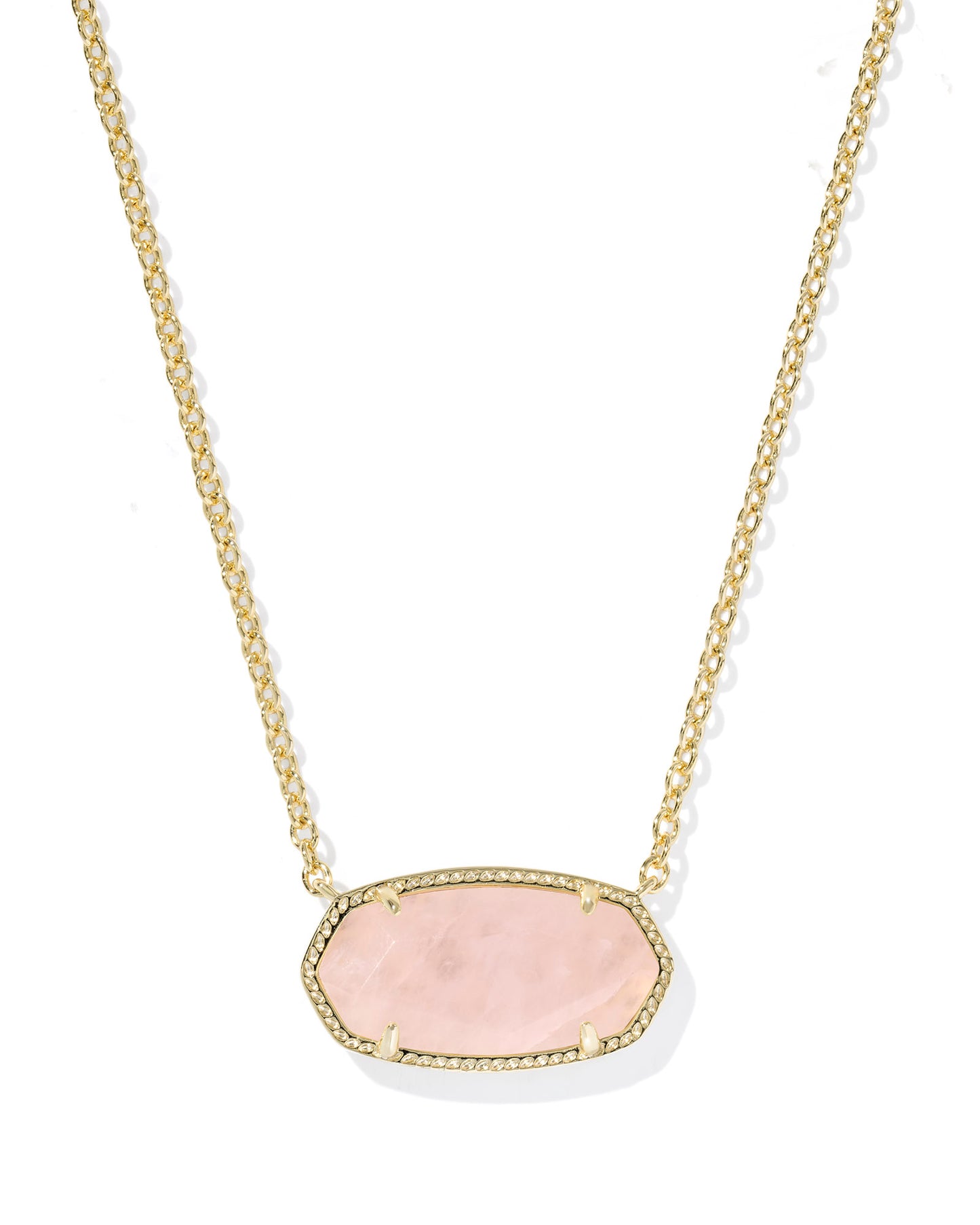 Kendra Scott Elisa Statement Pendant Necklace Gold Rose Quartz