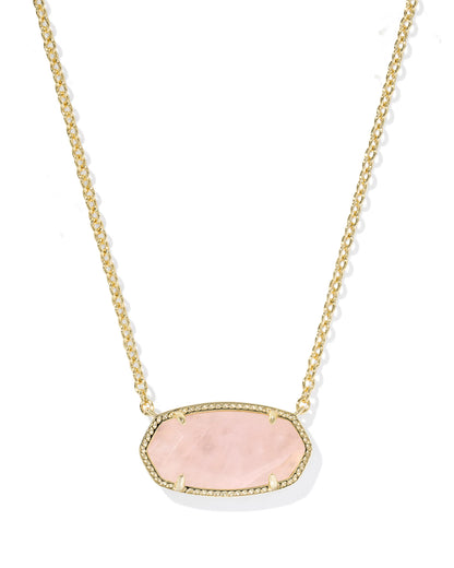 Kendra Scott Elisa Statement Pendant Necklace Gold Rose Quartz