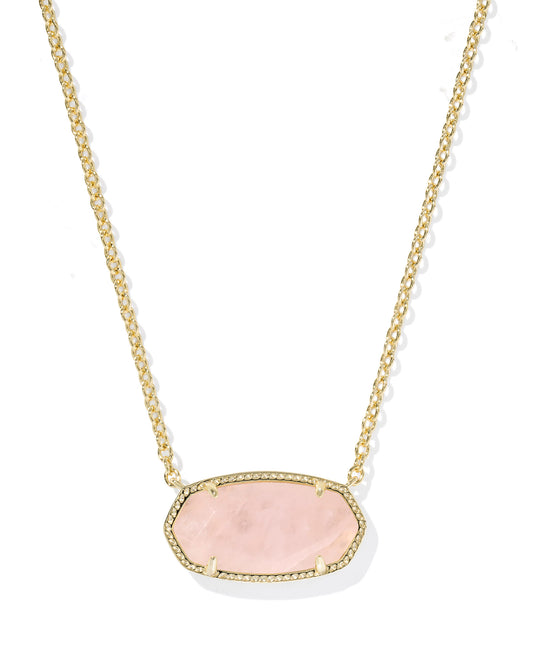 Kendra Scott Elisa Statement Pendant Necklace Gold Rose Quartz