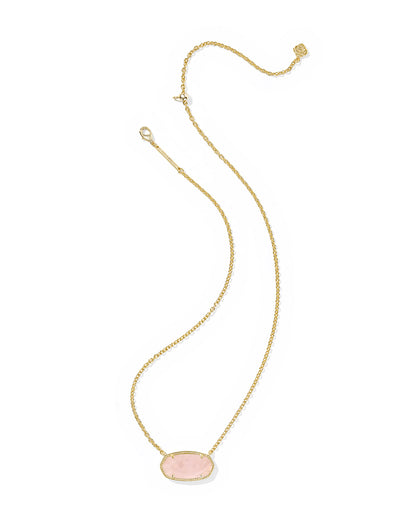 Kendra Scott Elisa Statement Pendant Necklace Gold Rose Quartz
