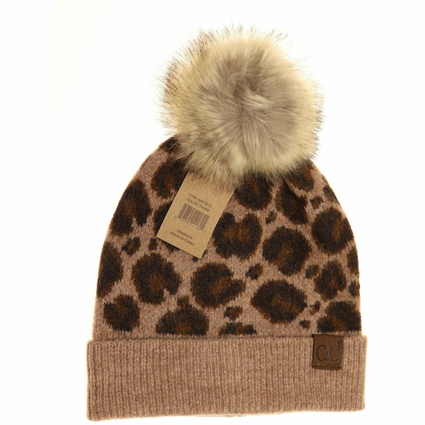C.C. Leopard Pom Beanie