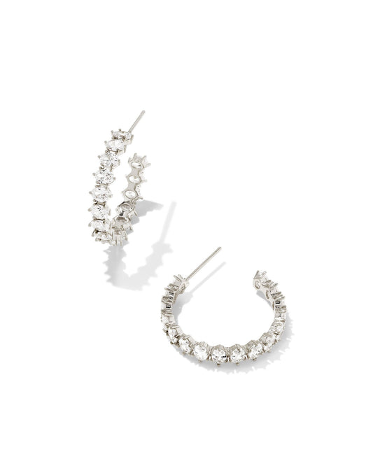 Cailin Crystal Hoop Earrings Rhodium Metal