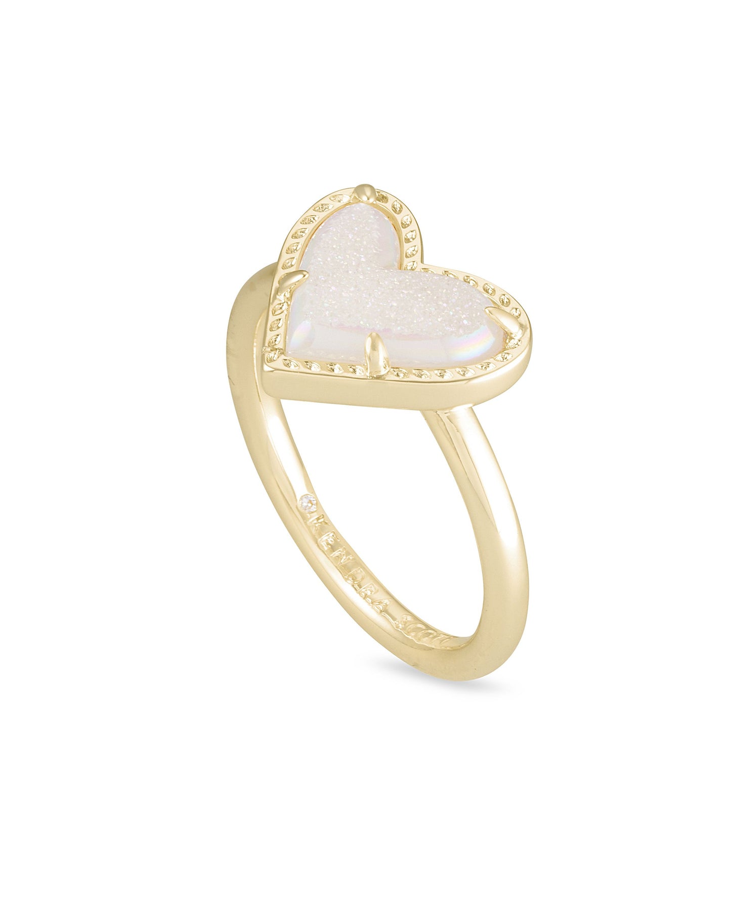Kendra Scott Ari Heart Band Ring Gold Iridescent Drusy